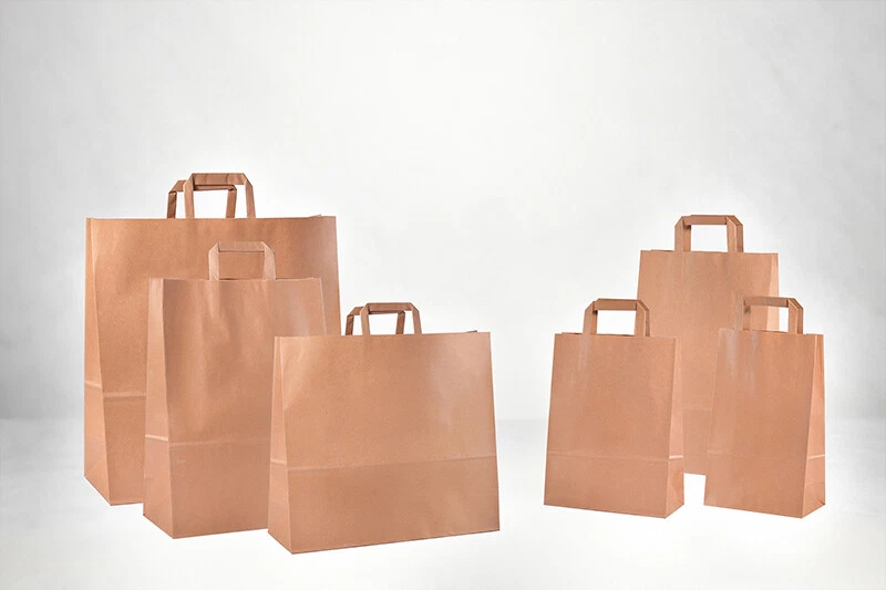 MONTEDORO S 20 BORSE SHOPPER BUSTA CON MANICI 20X32 CARTA AVANA FESTE REGALO*   - Immagine 1 di 1