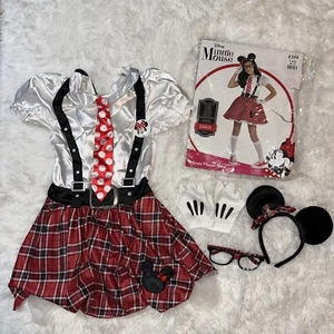 Disney MINNIE MOUSE Girls Size Large Halloween Costume Dress Headband Gloves - Picture 1 of 6