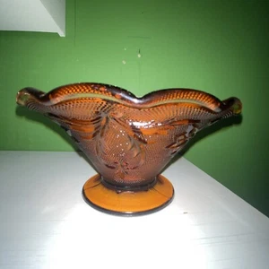 Indiana Tiara Amber Glass  Candy Dish VINTAGE 80's. - Picture 1 of 8