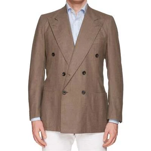 RUBINACCI LH Handmade Bespoke Taupe Gray Wool-Cashmere DB Jacket EU 50 NEW US 40 - Picture 1 of 9