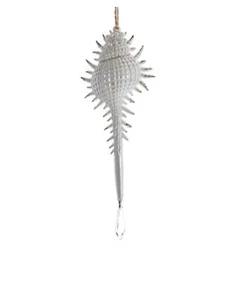 Kurt Adler Christmas Christmas Ornament Plastic White Glittered Shell Style A - Picture 1 of 1
