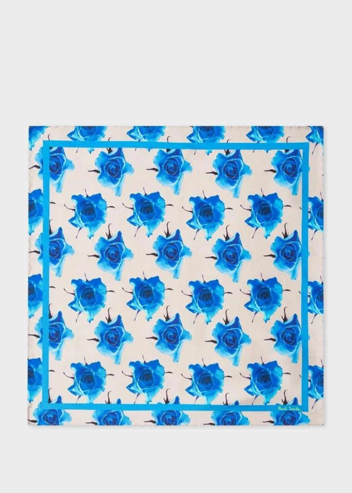 Rare NWT $95 Paul Smith Monarch Rose Pocket Square, Made in Italy. Yours For? - Image 1 of 1