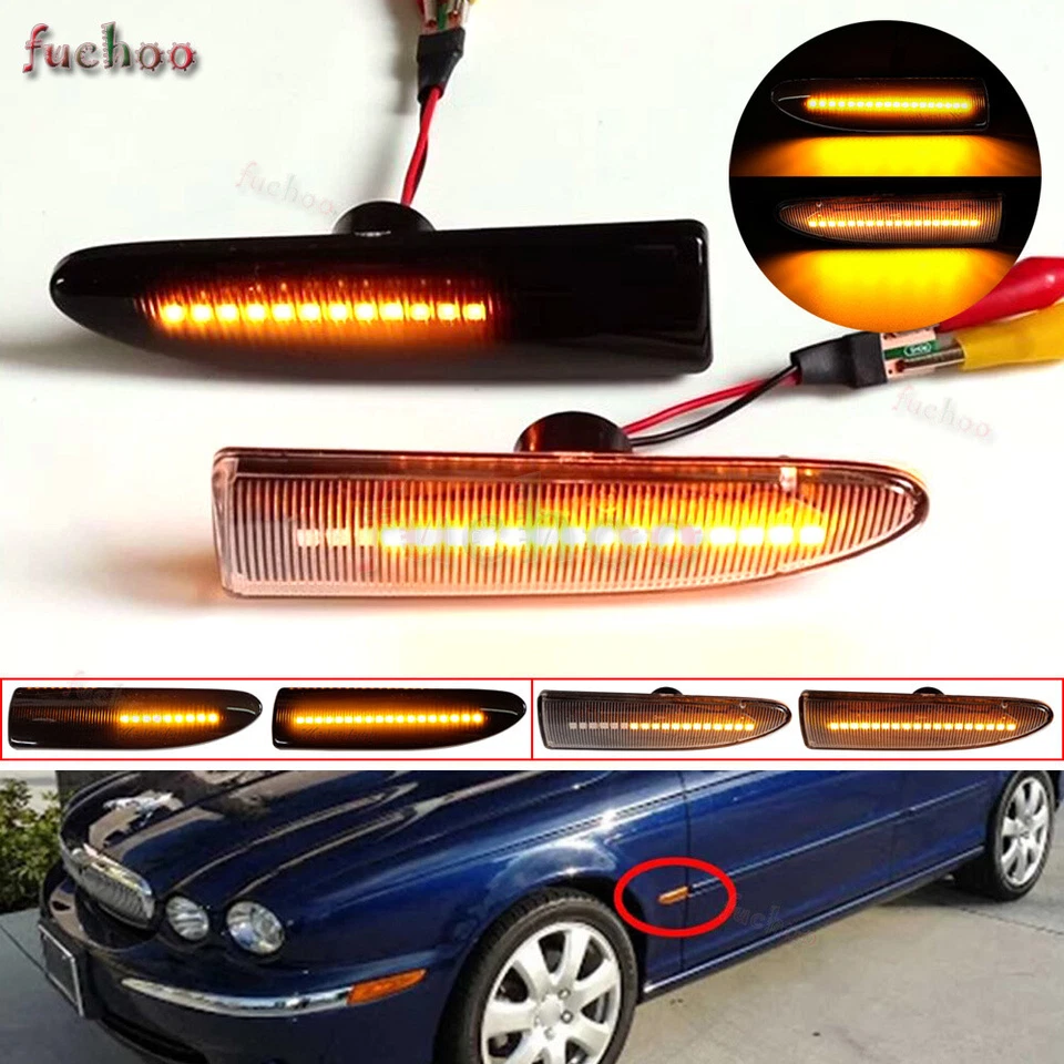 2x Turn Signal For JAGUAR X-TYPE 2002-2008 LED Dynamic Side Marker Light - Image 1 of 4