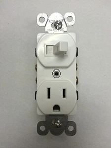 (10 pc lot) NEW Toggle Switch with Outlet Device Duplex Combo Single Pole White - Picture 1 of 2