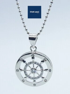 Collana uomo argento 925 ciondolo timone brillante  zirconi Uomo - Immagine 1 di 4