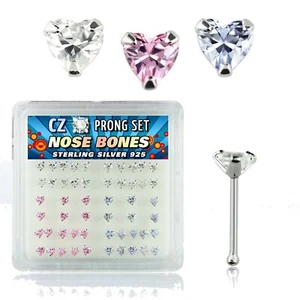 Nasenpiercing,Nasenstecker,Nasenring,Nasenschmuck,925 Silber,Zirkonia,Herz n25 - Picture 1 of 1