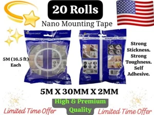 20 Rolls 5M X 30MM X 2MM NANO Mounting Adhesive TAPE Double Sided ALIEN Acrylic - Picture 1 of 9