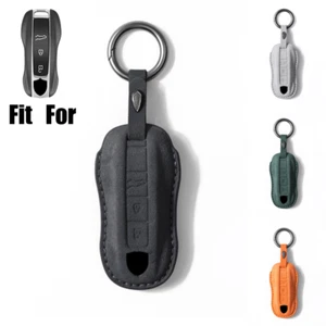 Suede Leather Car Key Case Cover For Porsche Cayenne Macan Panamera Taycan 911 - Picture 1 of 11