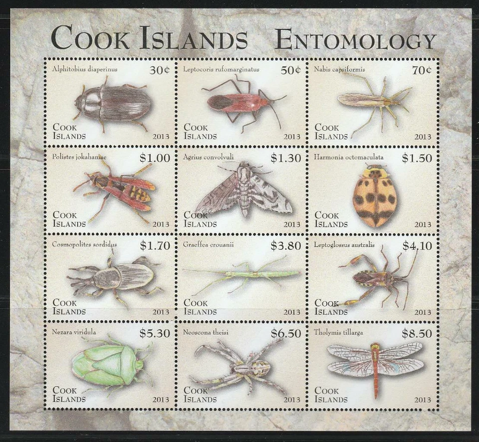 COOK ISLANDS  INSECTS BUTTERFLIES STAMPS 2013 ENTOMOLOGY SHEET MNH - IB456 - Image 1 of 1