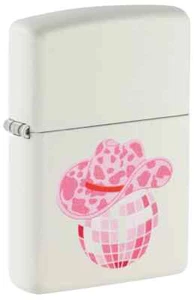 Zippo 46468, Honky Tonk and Disco Ball Design, White Matte Lighter, NEW - Picture 1 of 3