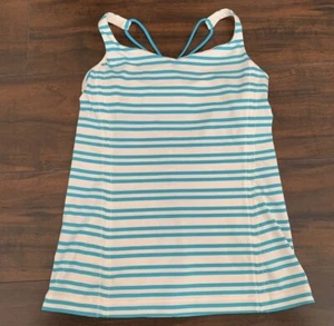 Lululemon Twin Stripe Spry Blue Free To Be Tank - Picture 1 of 4