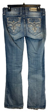 Rock Revival Celinda Boot Medium Wash Jeans Size 26 31 X 30 Embroidered Jewel B5