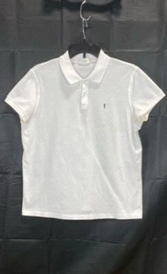 Saint Laurent Women Adults White Solid Cotton Short Sleeve Polo Shirt Size Large - Picture 1 of 7