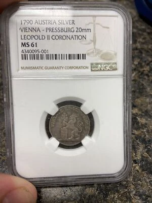 1790 leopold II coronation silver token pressburg coronation of hungarian king - Image 1 of 4
