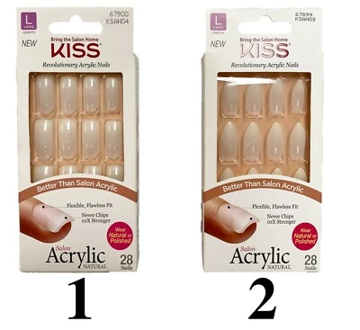 KISS Nails Salon Acrílico Natural, Largo Largo 28 Uñas #67900, #67899  Foto 1 de 4