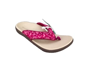 Revitalign Yumi Mod Floral Women's Pink Thong Post Sandals Flip Flops Size 7 D - Picture 1 of 11
