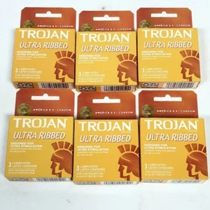 6-3 paquetes = 18 condones de látex lubricados Trojan Ultra acanalados en total EXP 2/26 - Imagen 1 de 5