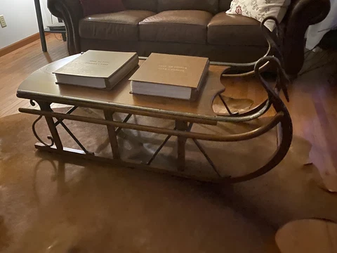 Tell City Chair Company Trails Collection Rustic Lodge Swan Sleigh Coffee Table Cover