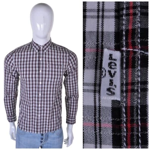 Mod con botones vintage LEVIS S tartan occidental rockabilly vaquero a cuadros - Imagen 1 de 12