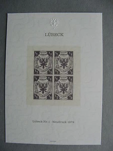 GERMANY BRD, non-postal S/S 1978 , reprint block of 4, Lübeck No 1 - Picture 1 of 1