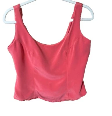 VTG 80s 2 Pc 100% Silk 2 Pc  SUE CHUN FRED HAYMAN PINK/Coral Tank Slacks XS Flaw - Image 1 of 4