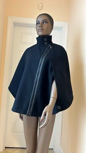 VIA SPIGA Black Jacket Cape Coat Women’s Size S/M - Picture 1 of 5