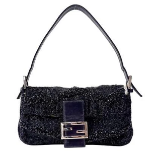 FENDI Schultertasche Baguette schwarz Perlen & Limettenfutter - Bild 1 von 19