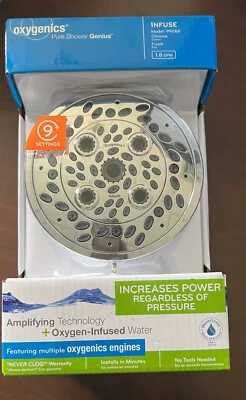 Cabezal de ducha fijo redondo cromado Oxygenics Infuse 1,8-GPM (6,8-LPM) Foto 1 de 4