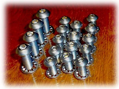 Acero inoxidable • Tornillos para cárter de aceite Chevy Small Block V8 - Tornillos • Cabeza de botón • Arandelas Foto 1 de 4