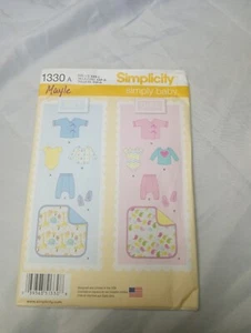 Simplicity 1330 Sewing Pattern Pants Jacket Booties Blanket Babies Size XXS L - Picture 1 of 5