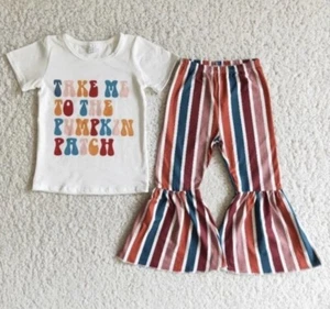 Fall Boutique Set Baby Girl Thanksgiving Clothes Take Me To The Pumpkin Patch - Picture 1 of 1