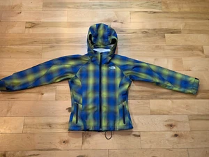 THE NORTH FACE Women’s XS Jacket APEX FULL ZIP UP Blue Plaid Fleece Lined Hooded - Picture 1 of 8