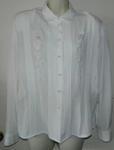 Women Vintage CHAUS Solid Ivory Button Down Shirt long Sleeve Work Casual 12 - Picture 1 of 6