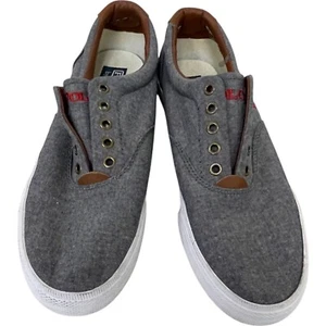 Polo Ralph Lauren Sneaker Shoes Mens 9.5 Gray Vito Chambray Canvas Casual - Picture 1 of 7