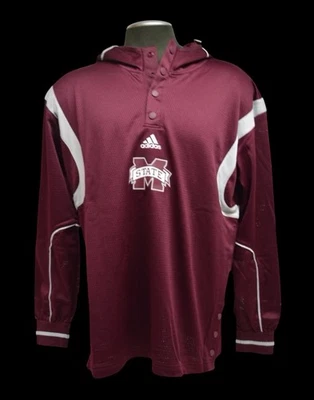 NEWVMississippi State Bulldogs adidas HN7651 Mesh Pullover Hoodie  Mens LARGE - Image 1 of 4
