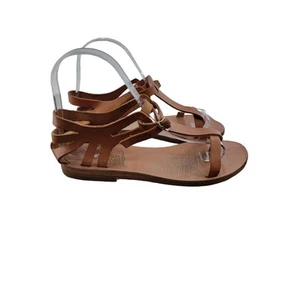 Ancient Greek Sandals Womens Sandals British Tan Leather Size 36 6 US Gladiator - Picture 1 of 11