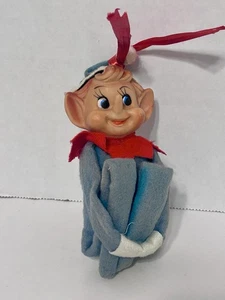 Christmas Knee Hugger Elf Pixie Felt Shelf Sitter 1950s Japan - Picture 1 of 14