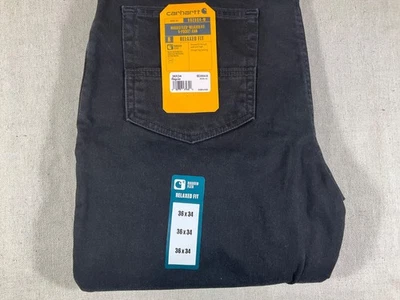 Pantalones de mezclilla Carhartt para hombre 36x34 resistentes flexibles calce relajado 5 bolsillos pierna recta BD2804-M Foto 1 de 4