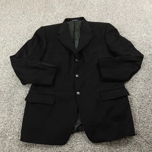 Cashmere Blazer Mens 54 Black Button Sport Over Coat Jacket Italy Soft - Picture 1 of 17