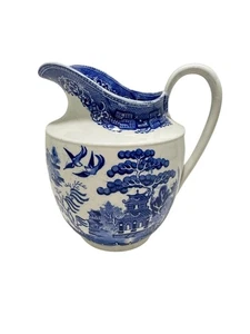 Beautiful Rare Adderley Pitcher Blue Willow Pattern 8” Tall x 8” Spout To Handle - Picture 1 of 7