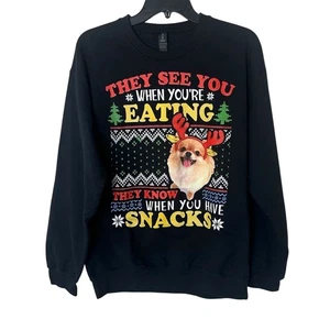 Weihnachten Rundhalsausschnitt Sweatshirt lustig Hund Urlaub Jingle Grafikdruck schwarz M - Bild 1 von 11