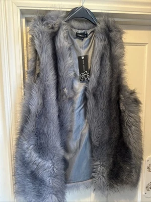 Grey Faux Fur Gillet /waistcoat Sleeveless Fur Jacket Size18 Cameo Rose BNWT - Image 1 of 4