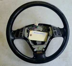 2007-2009 Mazda Speed3 MAZDASPEED OEM LEATHER BLACK STEERING WHEEL WITH CONTROLS - Foto 1 di 4