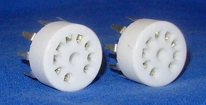 Par de nuevos enchufes de montaje de PC en miniatura de cerámica de 9 pines para 12AT7, 12AU7, 12AX7, etc. - Imagen 1 de 4
