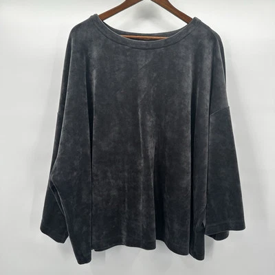 J Jill Velvet Sweater Womens 3X Gray Purejill Kimono Sleeve Soft Lounge - Image 1 of 4