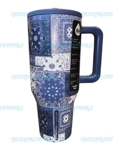 HydroJug x Fabletics LUXE360 Indigo Patchwork 40oz Traveler ~ Neu mit Etikett & Box - Bild 1 von 15
