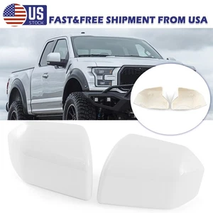 White Side Wing Mirror Cover Cap Housing For 2015-2020 Ford F150 F-150 Clip-on - Picture 1 of 13
