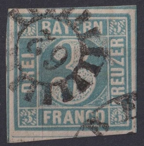 =Bayern Mi.Nr.2 II gestempelt (klar gMR 62 I. Vert. - Ebern - Sem +20.- + HKS!)= - Bild 1 von 2