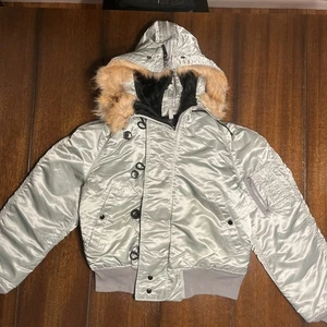 Corinth N2B Flight Parka Coyote Fur Hood, Flight Jacket, Silver, Medium FREESHIP - Picture 1 of 16