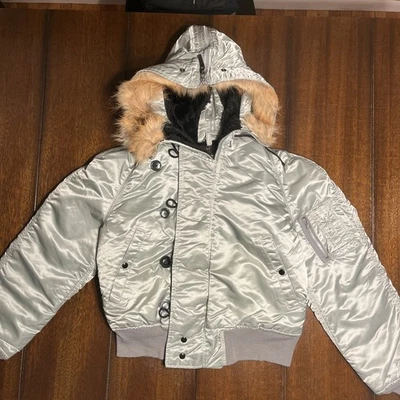 Corinth N2B Flight Parka Coyote Fur Hood, Flight Jacket, Silver, Medium FREESHIP - Image 1 of 4